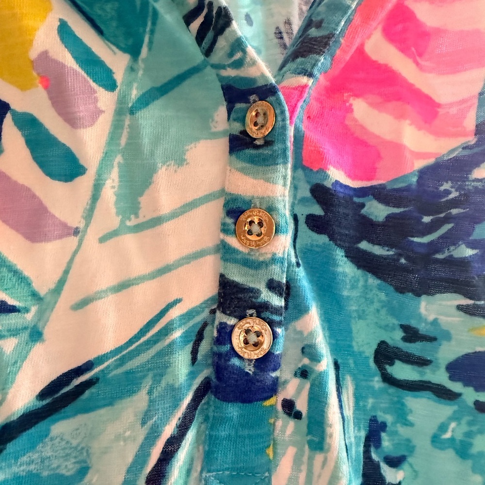 Lilly Pulitzer Aqua Pink Yellow Printed Sundress - Picture 4 of 8